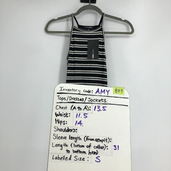 NWT Fashion Nova Black/White High Neck Janessa Striped Tank Bodycon Dress S - Picture 14 of 15